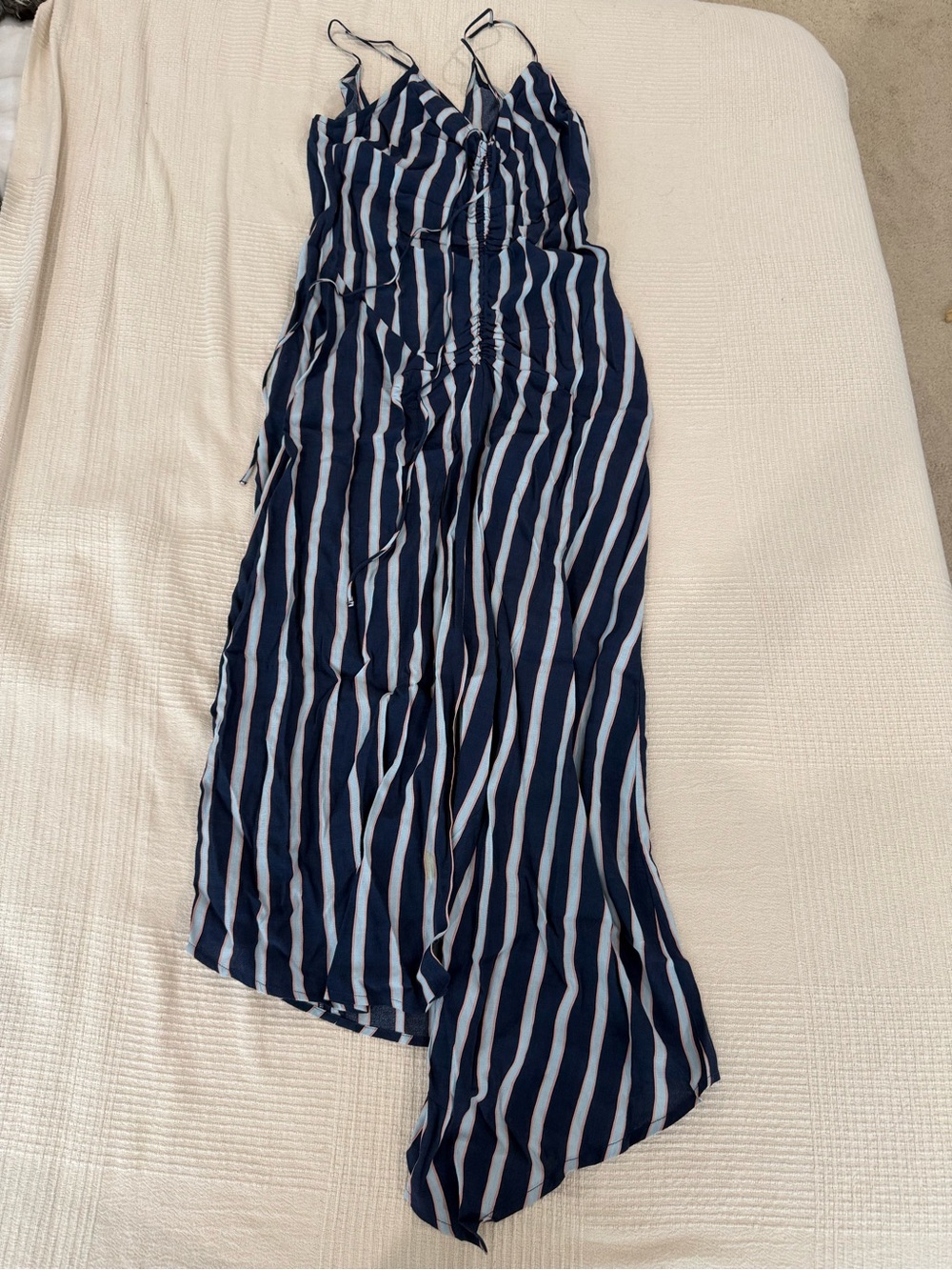 Topshop Navy and Light Blue Striped Dress
